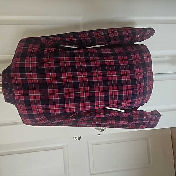 RUSTIC OUTFITERS Women Red Plaid Flanner Western Snap closure Cotton Shirt SizeL - Picture 7 of 14